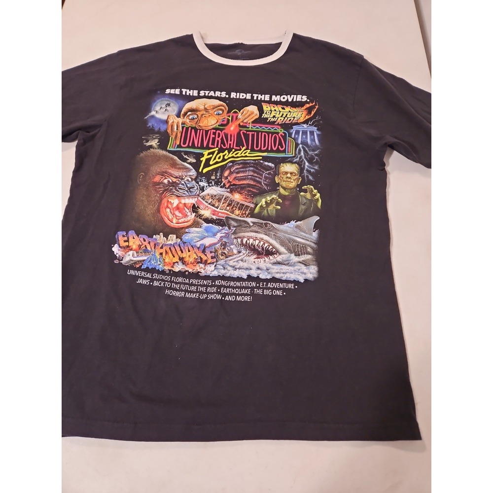 Universal Studios HOLLYWOOD Ringer Graphic T-shirt Large Black Shirt EUC (1950